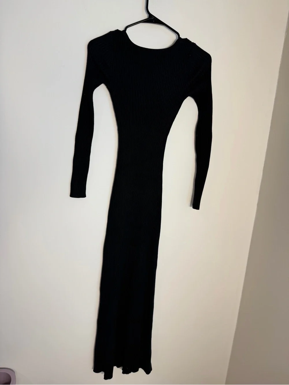 Abercrombie & Fitch Black Ribbed Long-Sleeve Maxi Dress